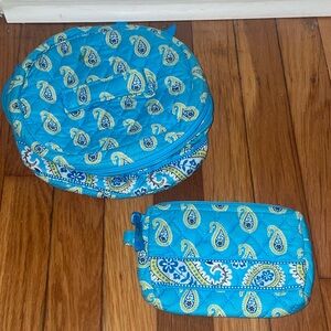 Retired Vera Bradley Bermuda Blue Makeup Bag & Pouch